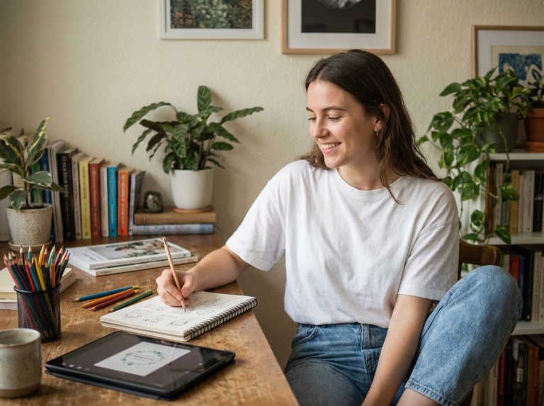 Jeune femme créative travaillant dans un bureau à domicile