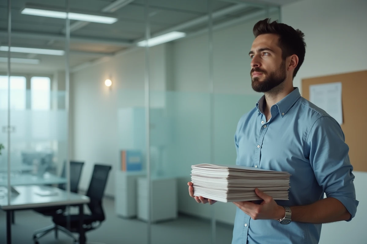 Jeune homme en tenue de travail dans un bureau moderne